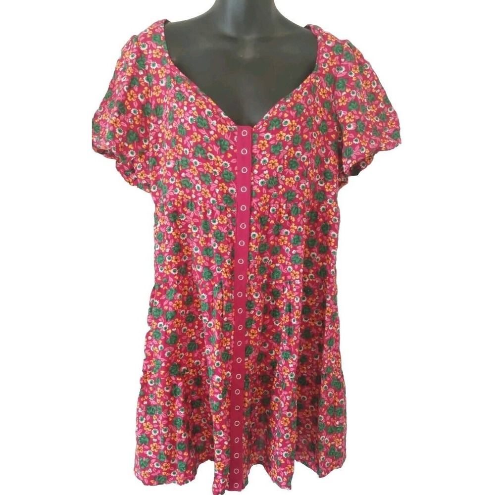 Betsey Johnson Vivacious Mini Floral Dress L Empire Waist Baby Doll NWT $109